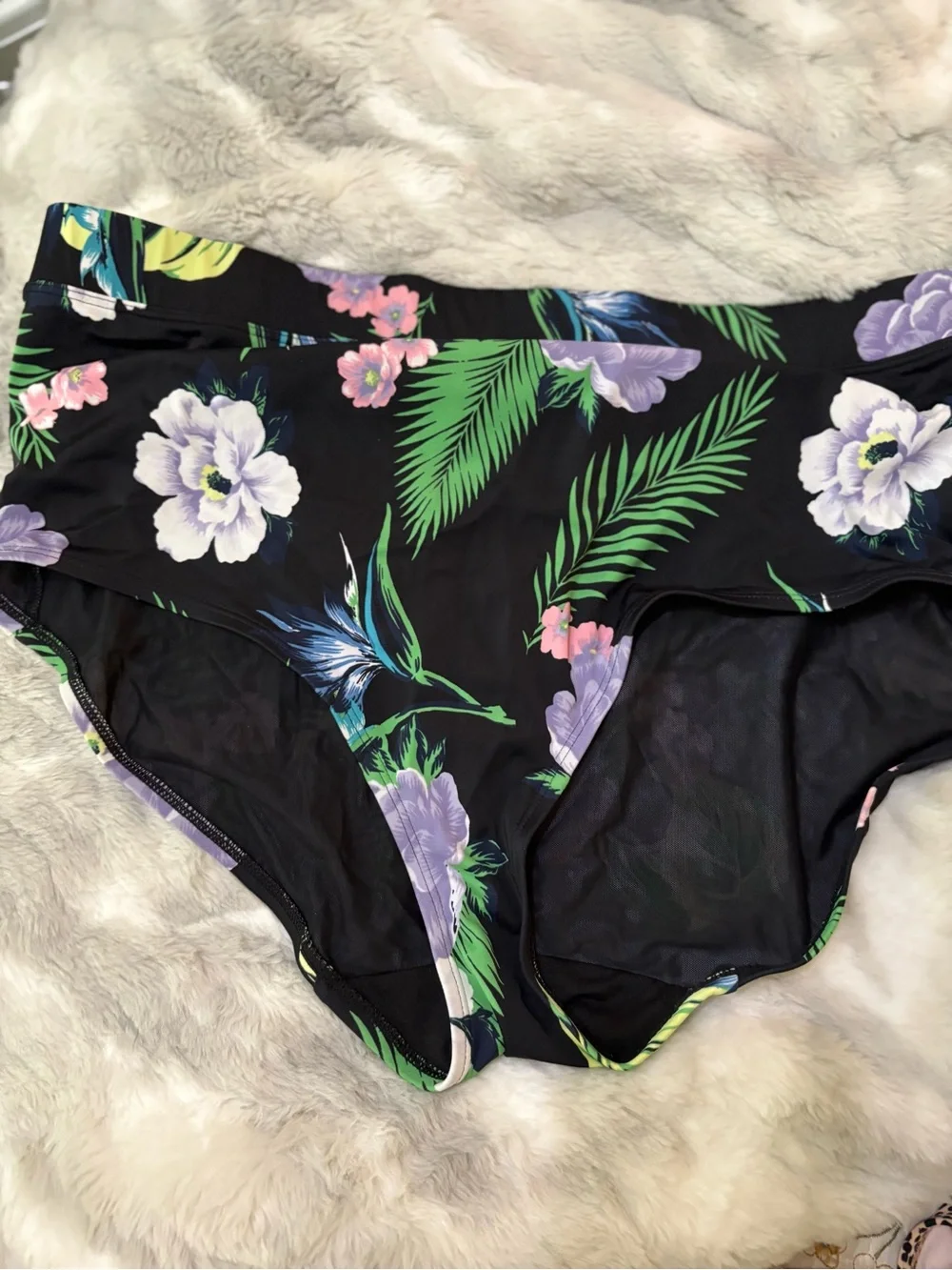 Cacique Turquoise Floral Halter Swim Dress with Black Trim